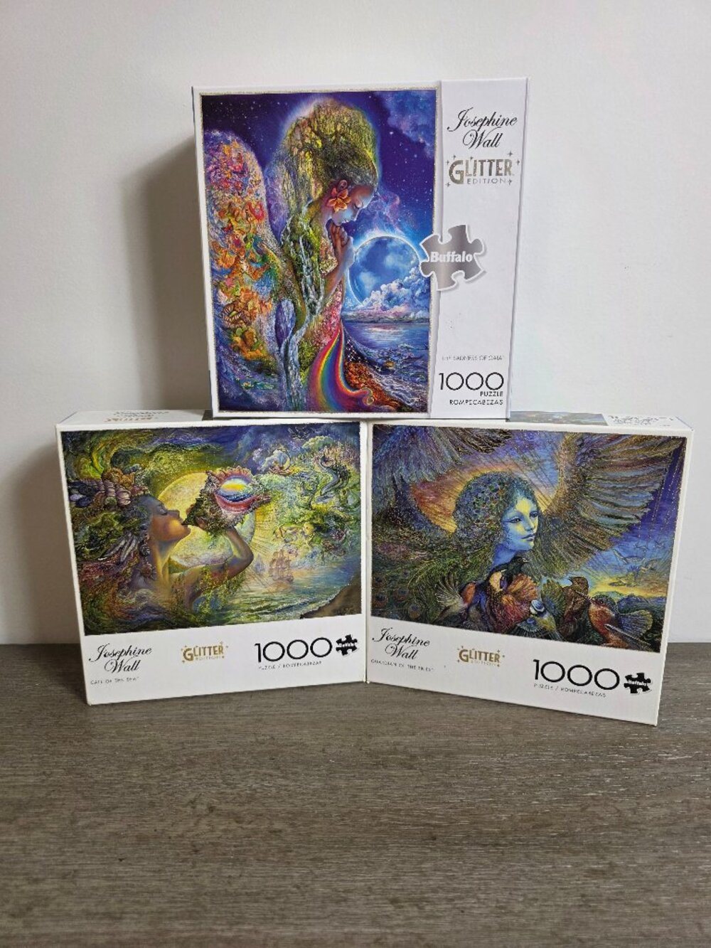 Set of Three (3) Glitter Edition 1000 Piece Puzzles by Josephine Wall